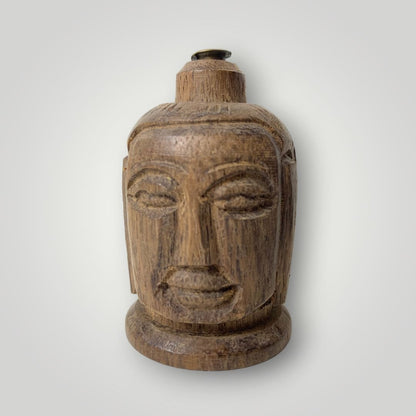 Wooden Buddha Head Incense Stand