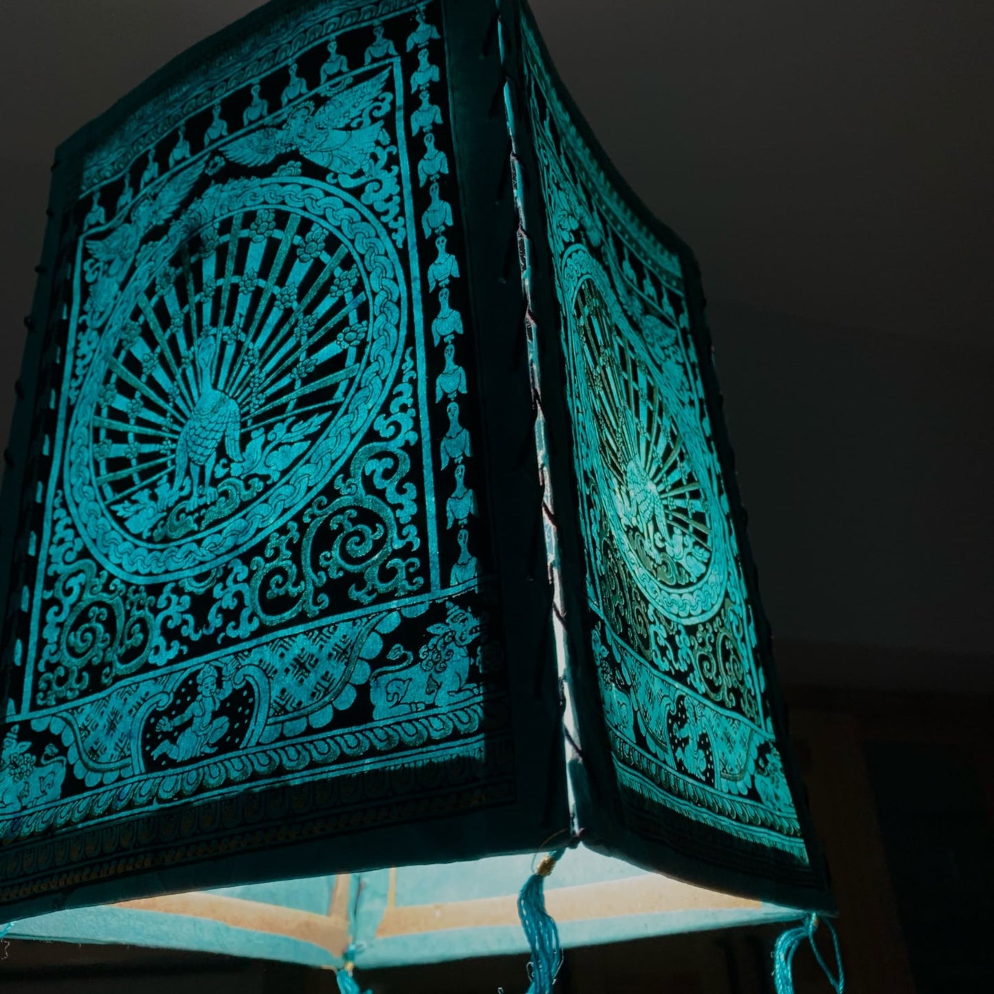 Lokta Paper Lampshade Blue