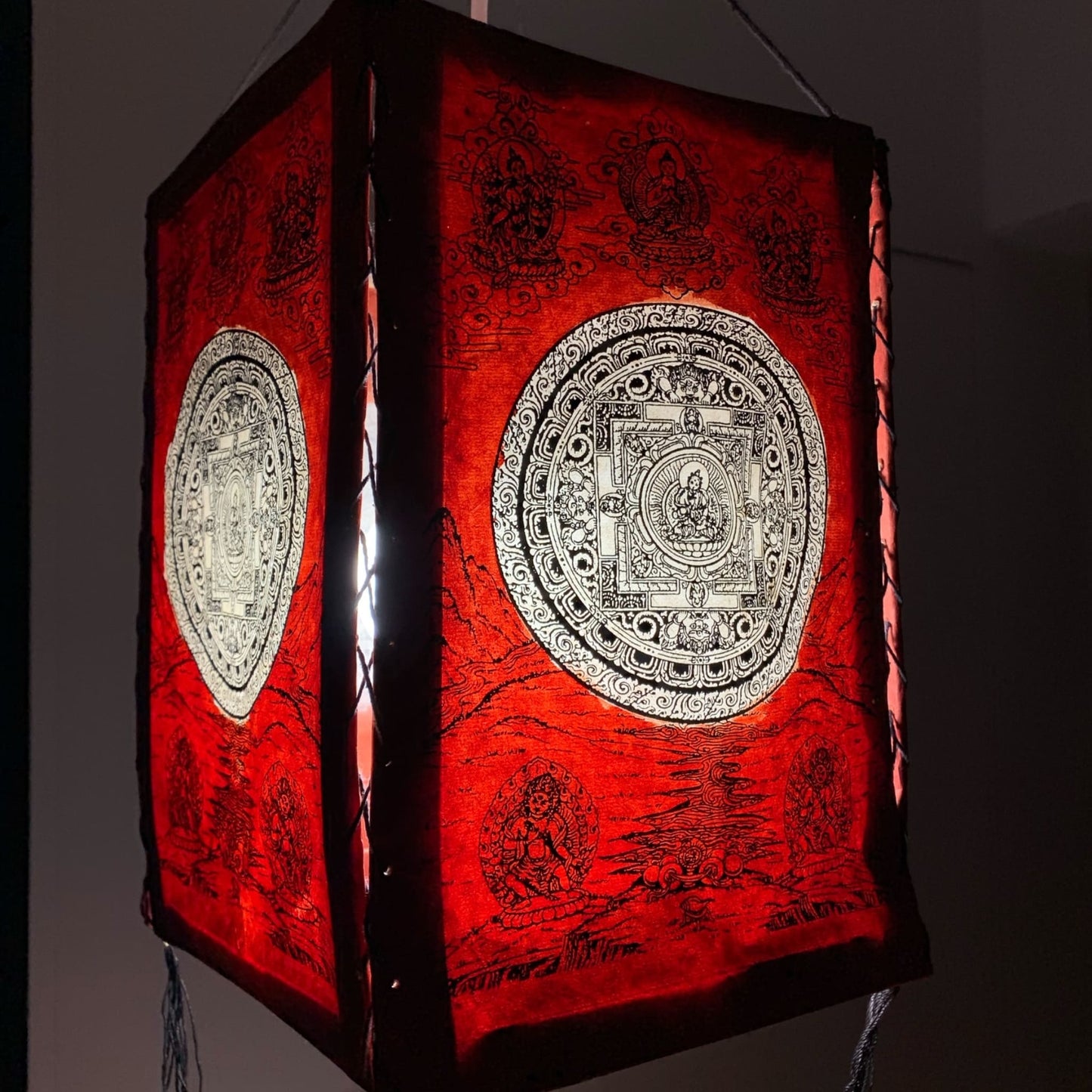 Lokta Paper Lampshade Red