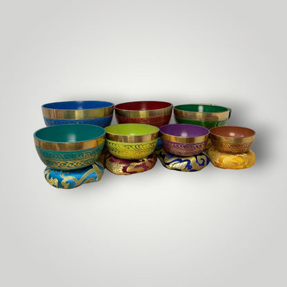 7 Colourful Singing Bowl Chakra Set