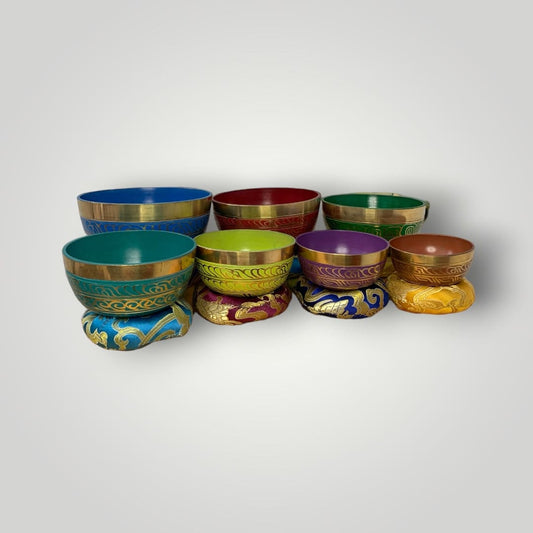 7 Colourful Singing Bowl Chakra Set